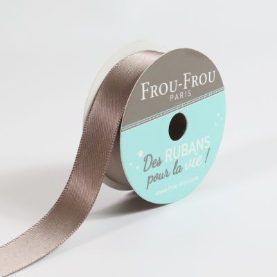 Bobinette Ruban Satin double face Frou-Frou Taupe - 16 mm x 6 mètres
