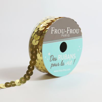 Bobinette Ruban Sequins Frou-Frou Dore - 6 mm x 5 mètres
