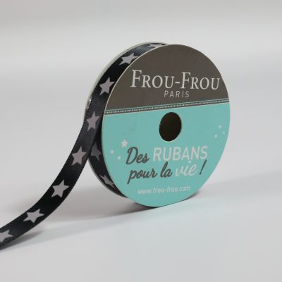 Ruban Satin étoile Frou-Frou Noir de jais - 9 mm x 5 mètres