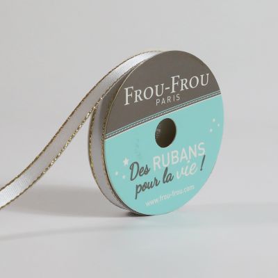 Ruban Satin Bord brillant Frou-Frou Gris perle - 6 mm x 6 mètres