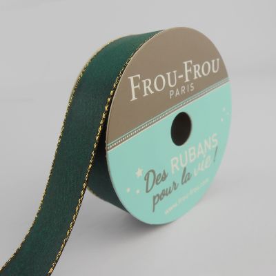 Ruban Satin Bord brillant Frou-Frou Emeraude - 16 mm x 6 mètres