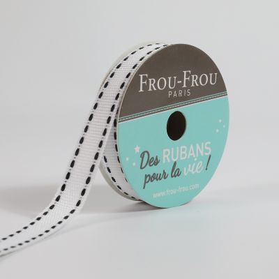 Bobinette Ruban Gros grain Surpiqué Frou-Frou Neige - 10 mm x 4 mètres