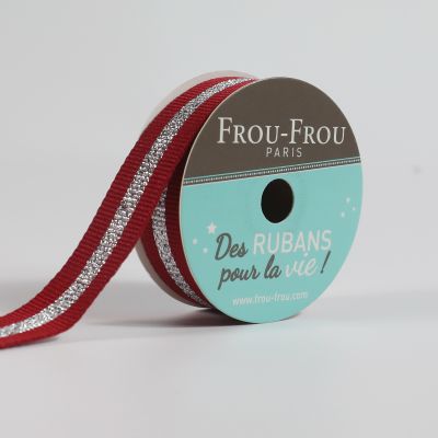Bobinette Ruban Gros grain Rayure Brillante Frou-Frou Rubis éclatant - 15 mm x 4 mètres