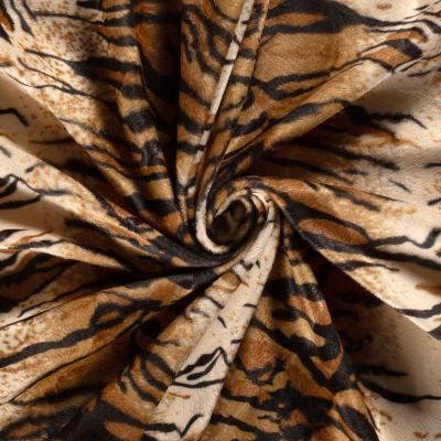 Tissu Velours Peau de bête Tigré Beige x10cm