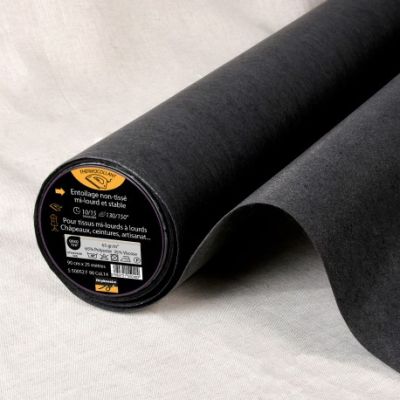Entoilage  Thermocollant non tissé épais N65 Noir - Par 10 cm