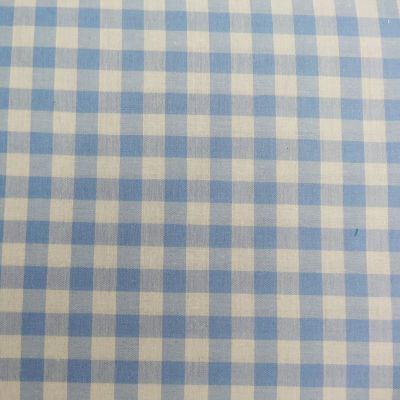 Tissu Vichy Bleu ciel Grands carreaux x10cm