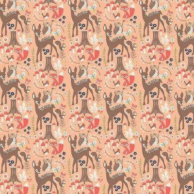 Tissu Riley Blake Woodland Spring Main Coral