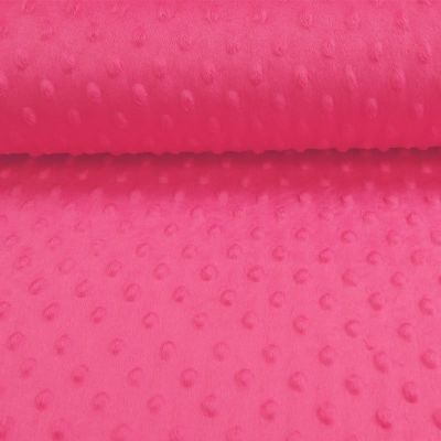 Tissu Minky ultra doux Pois Fuchsia x10cm
