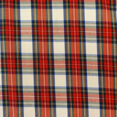 Tissu Tartan Ecossais Rouge Carreaux Blancs - Par 10 cm