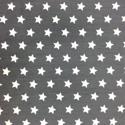 Tissu Coton imprimé Gris anthracite Etoiles Blanches - Par 10 cm