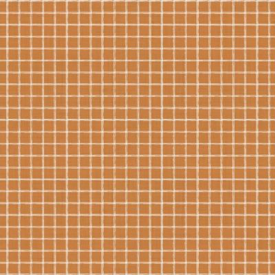 Tissu Coton enduit Carreaux blancs sur fond Ocre - Par 10 cm
