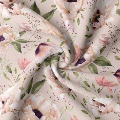 Tissu Coton imprimé Digital Arty Rose nude - Par 10 cm