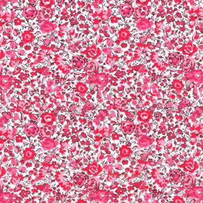 Tissu Liberty of London Tana Lawn Emma et Georgina Fuschia sur fond Blanc - Par 10 cm