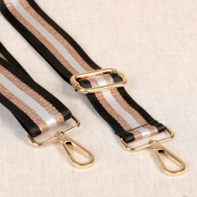 Sangle pour sac 38 mm Noir et or - Avec mousquetons