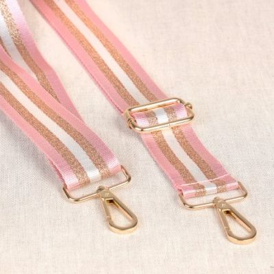 Sangle pour sac 38 mm Rose et or - Avec mousquetons