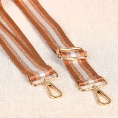 Sangle pour sac 38 mm Camel et or - Avec mousquetons