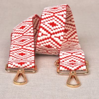 Sangle pour sac 40 mm Blanc et rouge - Avec mousquetons