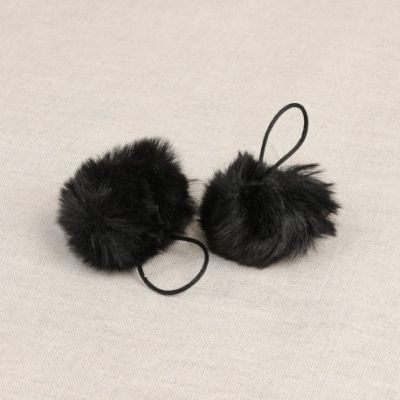 Pompon imitation fourrure 4 cm Noir