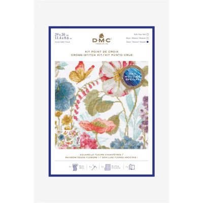 Kit Broderie Point de croix DMC Aquarelle Fleurs Champètres 29 x 20 cm
