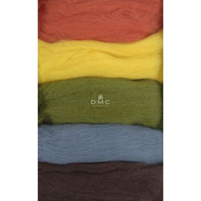 Laine cardée pour feutrage, paquet de 5 coloris Automne