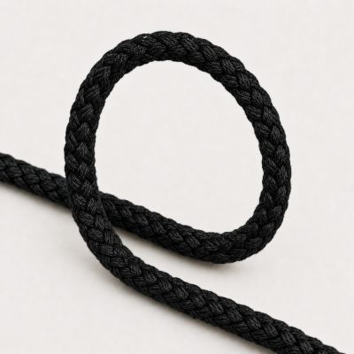 Cordon Sweat Tressé 6 mm uni Noir