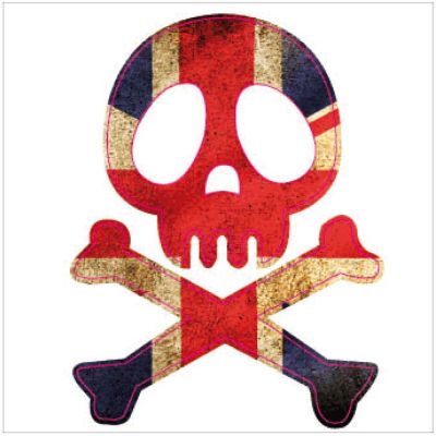 Sticker textile thermo-adhésif  7x7 cm - Tête de mort London  