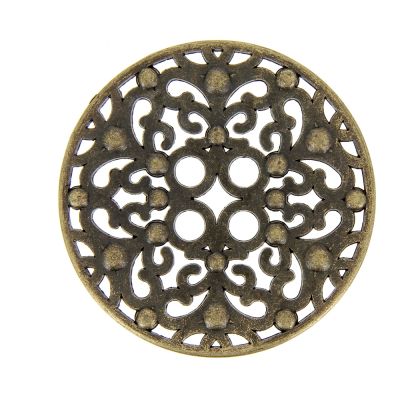 Bouton taille moyenne en métal plat ajouré 50 mm - Bronze