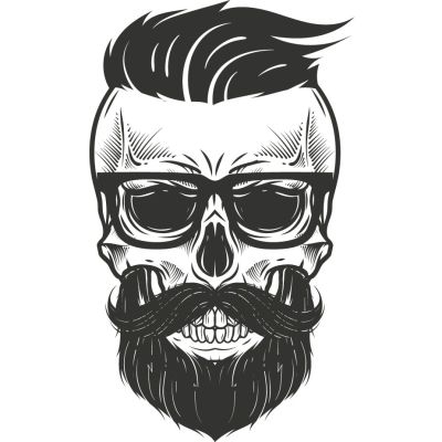 Sticker textile thermo-adhésif  9x15 cm - Tête de mort cool 