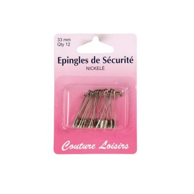 Epingles de sécurité nickelées n°01 33 mm x12