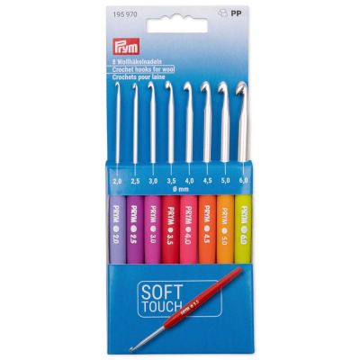 Set de 8 crochets Prym avec manche souple 2 à 6 mm