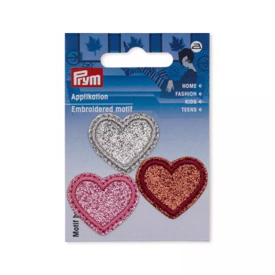 Ecusson Thermocollant 32 mm Prym Coeur pailletés x3