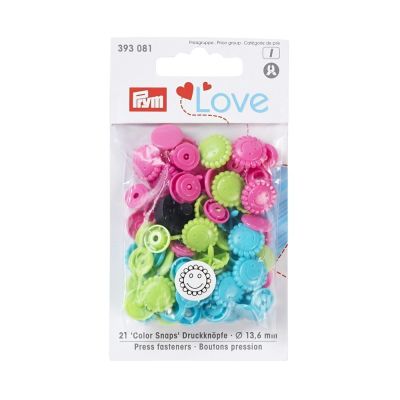 Boutons pression Prym Colors Snaps Love fleur fluo - Sachet 30 boutons
