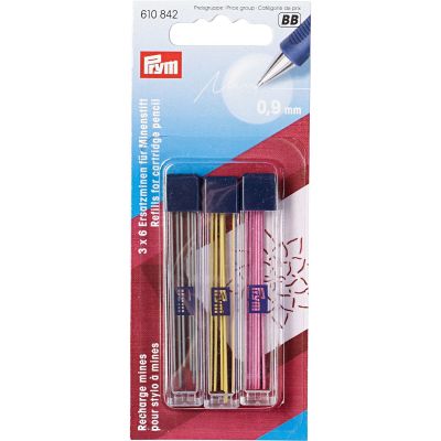 Mines de rechange pour stylot Prym 3 couleurs -  9 mm