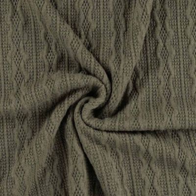 Tissu Upcycling Coupon de 170 cm Maille torsadée extensible Vert kaki