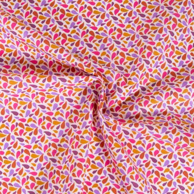 Tissu Coton imprimé Arty Otma Fuchsia et Parme sur fond Blanc - Par 10 cm