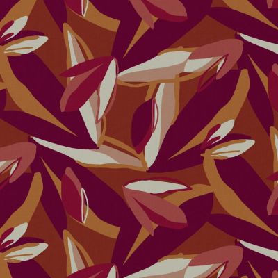 Tissu Viscose Arty Pipasol sur fond Pourpre - Par 10 cm