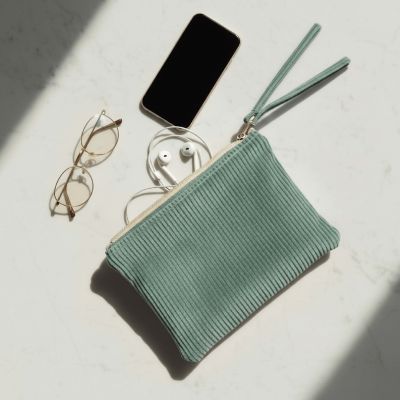 Kit Couture Craftine Pochette Plate Velours Vert d&#039;eau