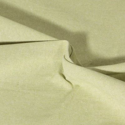 Tissu Toile de Coton aspect Lin Aubiane uni Vert olive - Par 10 cm