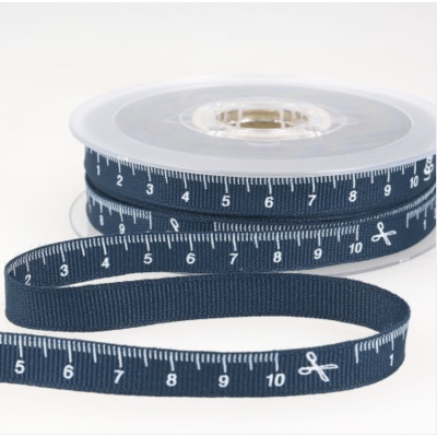 Ruban imprimé 10 mm Bleu marine Mètre couture x1m