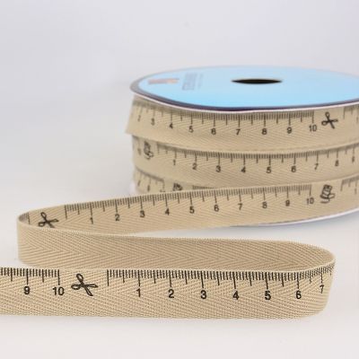 Ruban imprimé 15 mm Marron Mètre couture x1m