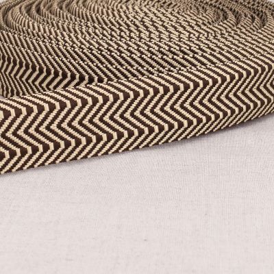 Sangle Double chevrons 38 mm Marron café x1m