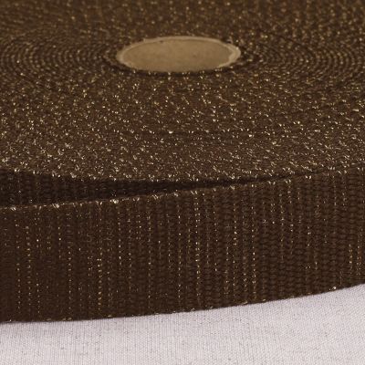 Sangle Polyester Lurex aspect Coton 30 mm Marron Chocolat x1m