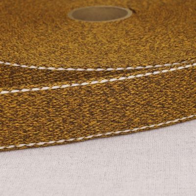 Sangle chinée point sellier 30 mm Moutarde x1m