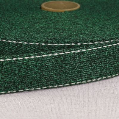 Sangle chinée point sellier 30 mm Vert x1m