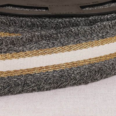 Sangle frangette Lurex 50 mm Gris x1m