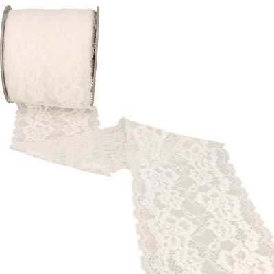 Dentelle Rachel fleurs Blanc - 100 mm