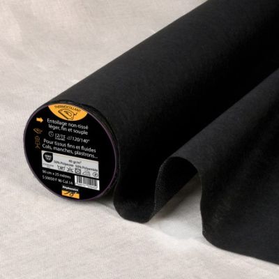 Entoilage  Thermocollant non tissé fine N40 Noir - Par 10 cm