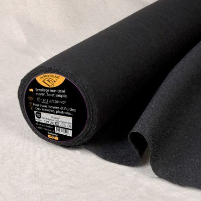 Entoilage  Thermocollant non tissé fine N50 Noir - Par 10 cm