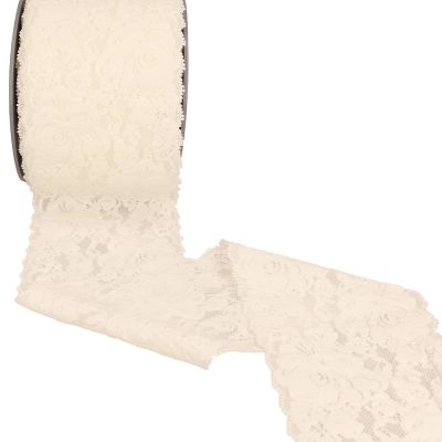 Dentelle élastique roses Ecru - 100 mm
