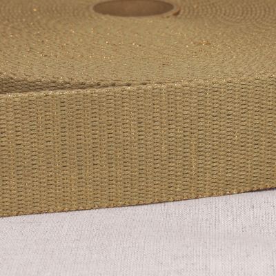 Sangle Polyester Lurex aspect Coton 40 mm Beige x1m
